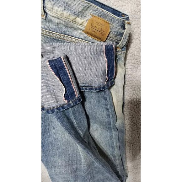 Men's ENERGIE Slim STRAIGHT SELVEDGE‎ DISTRESS Blue Jeans 32 x 34 Made In Italy - Picture 1 of 16